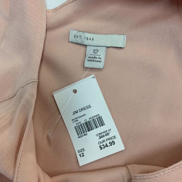 C EST 1946 Dress Womens 12 Pink Big Buttons Pockets Secret Escape Midi Flowy - Picture 9 of 13